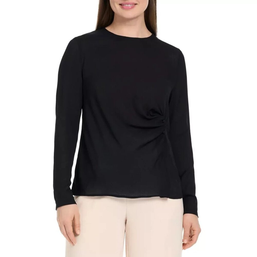Ted Baker Black Long-Sleeve Twist-Detail Top